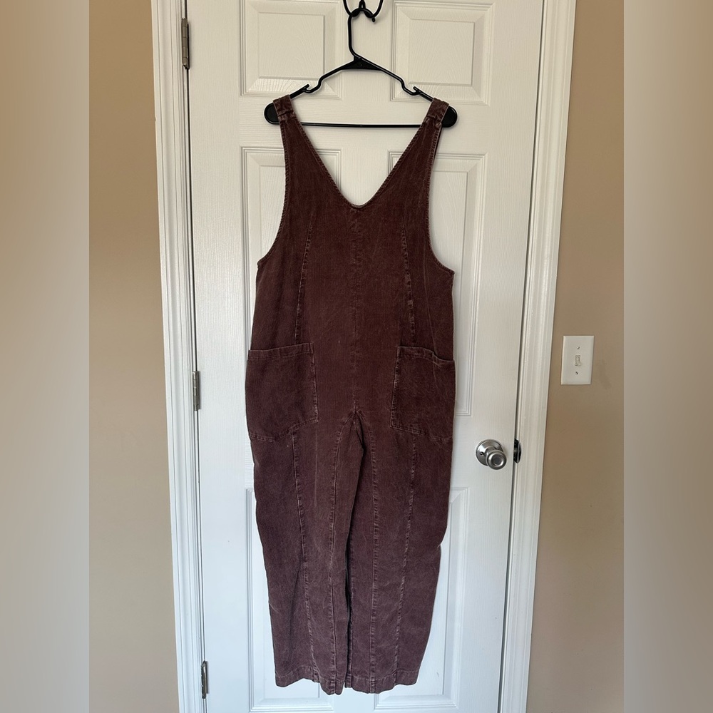 NWOT Hem & Thread Deep Brownish Purple Sleeveless Overalls Size Small
